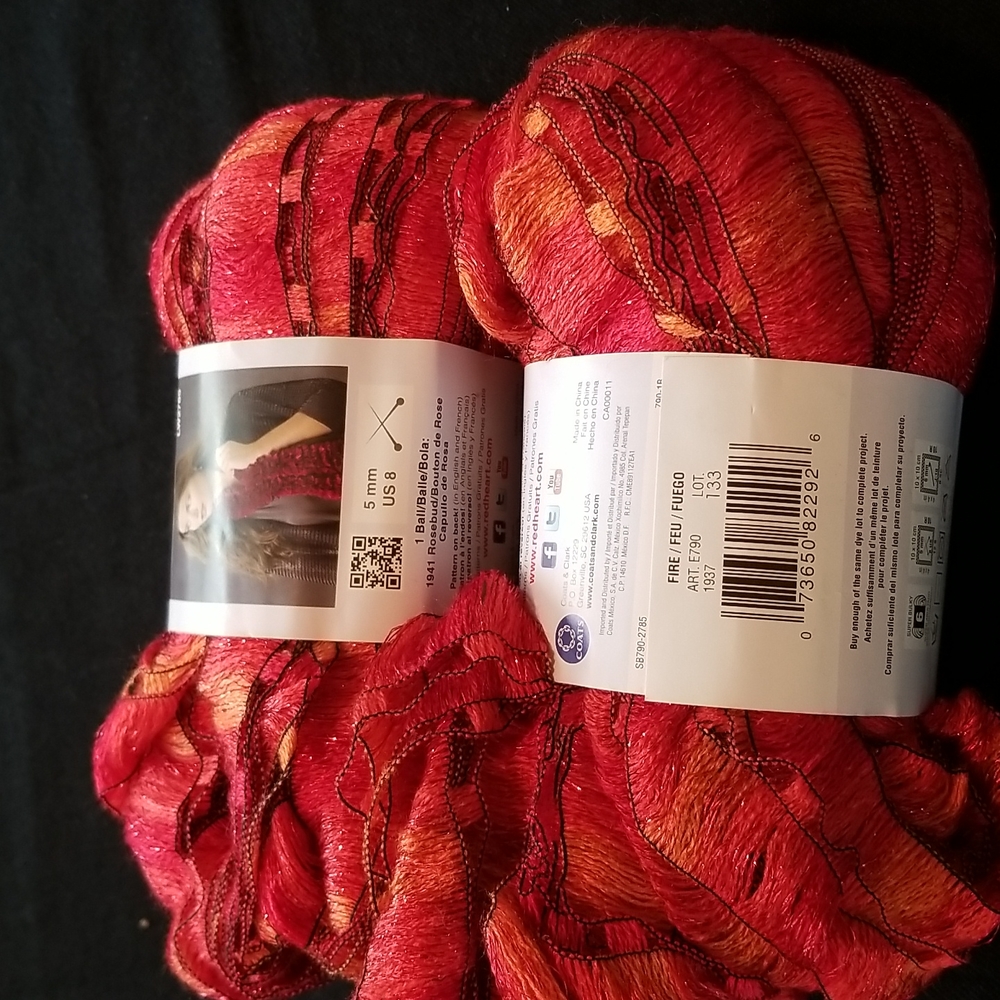 Red Heart Boutique Ribbon Yarn (Fire, Fireworks, Marble, Rosebud, Sangria 2 ea.) - Picture 11 of 11